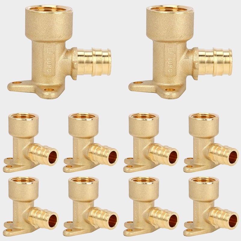 Abbiemo 10PCS PEX A Fitting Expansion 1/2" x 1/2" Female NPT Drop Ear Elbow Fittings - Lead-Free Brass, ASTM F1960 & NSF Certified, Anti-Leak Design for PEX-A Tubing - Image 1